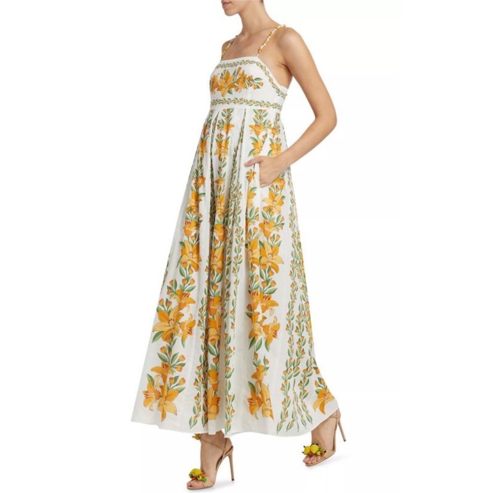 NWT Farm Rio Womens Tropical Lightness Maxi Dress Off White Yellow floral - Picture 5 of 12